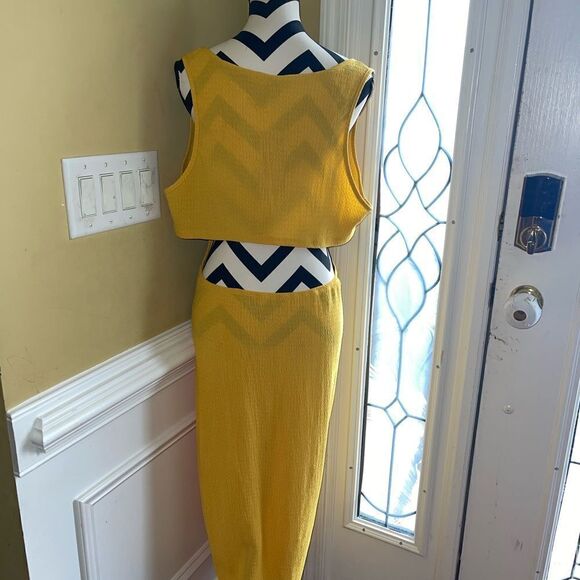 NWT SHEIN SXY Curve Yellow Rib stretchy cut out back sleeveless maxi dress SZ4XL - Picture 1 of 12